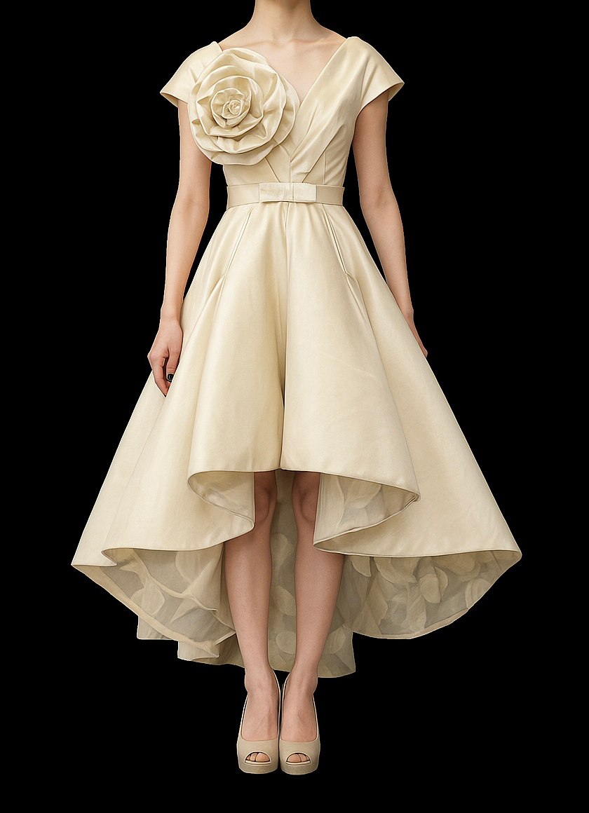 バックサテン✖︎絹着物・花モチーフ付き/表彰式に向けてのご依頼品